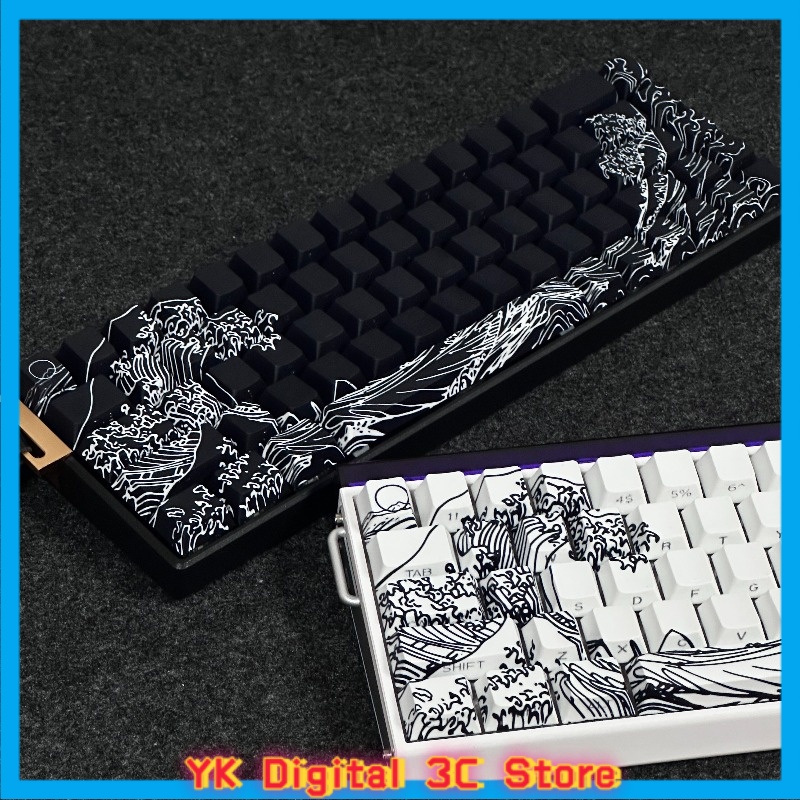 Gaming Accessories Aesthetic - Ukiyo‑e themed anime keycaps mechanical keyboard